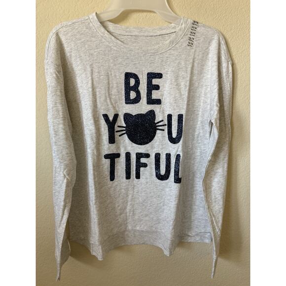 Justice Gray Blue Sparkle Be Beyoutiful Cat Girls’ Long Sleeve Top Size 14/16 - Picture 2 of 5